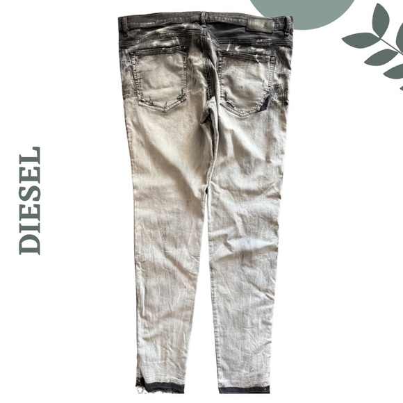 Diesel Men’s Retro Ombre D-REEFT-SP1-NE Distressed Skinny Jeans Black Size 40 - Picture 2 of 9